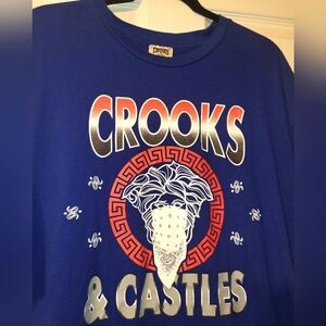 Crooks & Castles‎ Blue Men's Graphic T-Shirt Size XXL Red White Blue